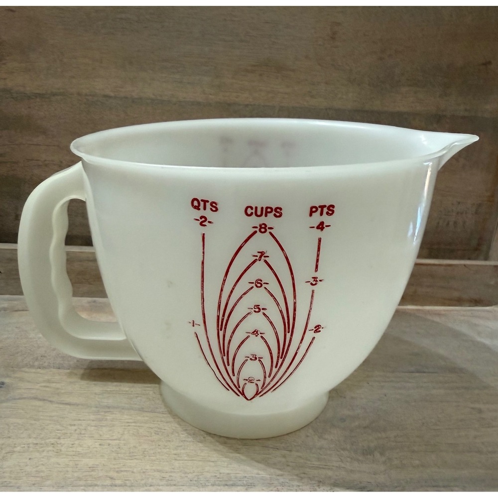 Vintage Tupperware Mix-N-Stor 8 Cup Measuring Pitcher 2 Quart Red Letters 500-4